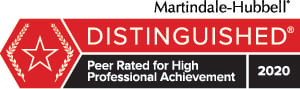 Martindale Hubbell | Distinguished | Peer Rated for High Professional Achievement | 2020